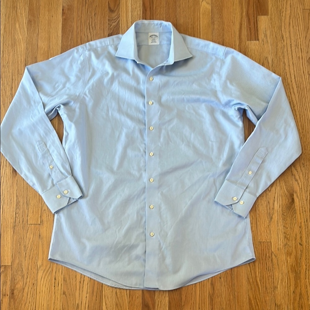 Brooks Brothers Blue Dress Shirt Elegant Cotton Non-Iron
